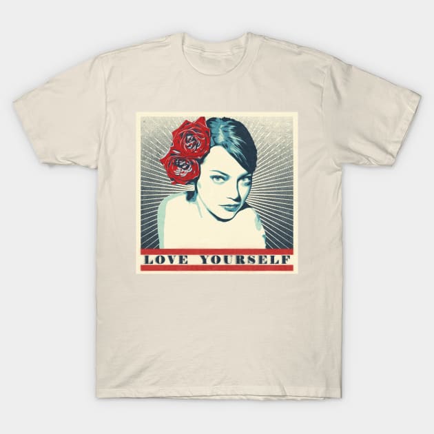 Emma Stone Obey Love Yourself T-Shirt by ptc96